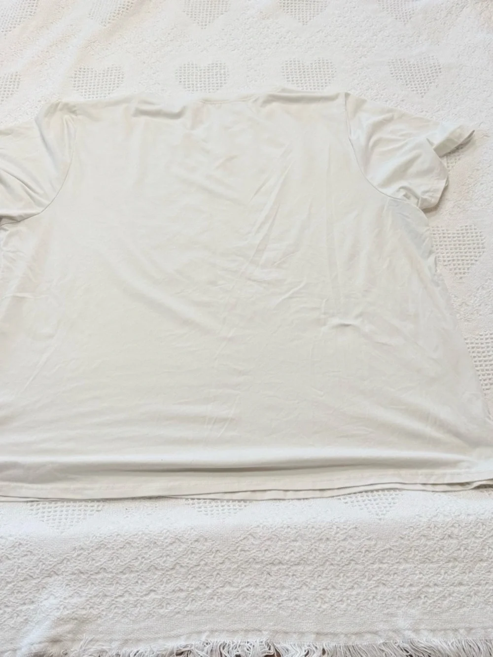 SHEIN White Tee with Pink Heart Slogan